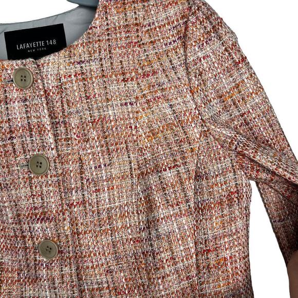 Lafayette 148 tweed Jacket/ blazer Size 4 color coral/pink/multi - Picture 5 of 13
